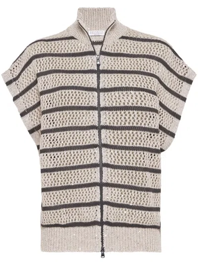 BRUNELLO CUCINELLI STRIPED CARDIGAN