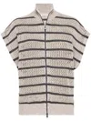Brunello Cucinelli Knitwear With Cap Sleeves And High Collar