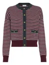 Brunello Cucinelli Striped Cardigan In Burgundy
