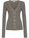 Brunello Cucinelli Striped Cardigan In Black