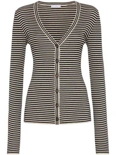 BRUNELLO CUCINELLI STRIPED CARDIGAN