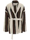 Brunello Cucinelli Striped Cardigan In Brown
