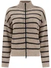 Brunello Cucinelli Open Knit Design Cardigan With Sequins In Neutrals