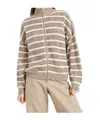 Brunello Cucinelli Striped Cardigan In Nude