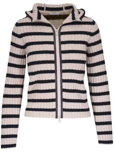 Brunello Cucinelli Gestreifter Cardigan In Schwarz