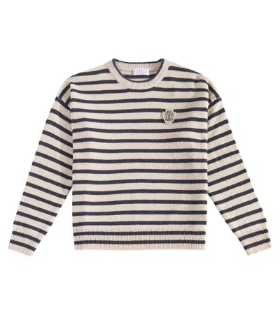 Brunello Cucinelli Kids' Pullover Aus Einem Kaschmirgemisch In Beige