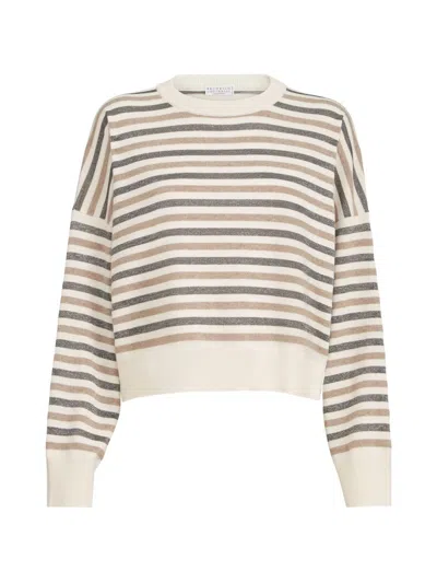Brunello Cucinelli Striped Cashmere Sweater In Multi