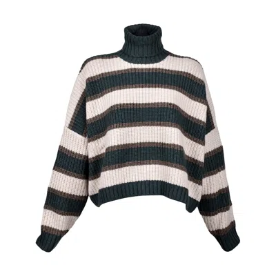 Brunello Cucinelli Striped Cashmere Sweater In Green