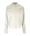 Brunello Cucinelli Striped Chain-embellished Shirt In Gray
