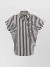 Brunello Cucinelli Striped Collared Top Embellished Detail