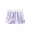 Brunello Cucinelli Striped Cotton And Silk Bermuda Shorts In Purple