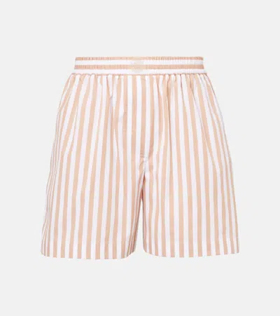 Brunello Cucinelli Striped Cotton And Silk Bermuda Shorts In White