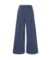 Brunello Cucinelli Striped Cotton And Silk-blend Twill Wide-leg Pants In Blue