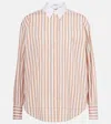 Brunello Cucinelli Striped Cotton And Silk Shirt In White