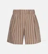 Brunello Cucinelli Striped Cotton-blend Bermuda Shorts In Brown