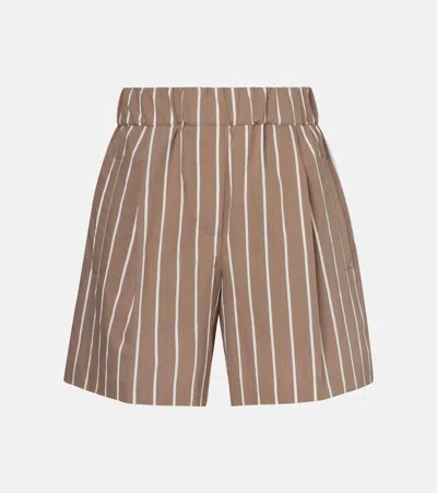 Brunello Cucinelli Striped Cotton-blend Bermuda Shorts In Brown