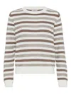 Brunello Cucinelli Women Striped Cotton Crewneck Sweater