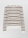 Brunello Cucinelli Women Striped Cotton Crewneck Sweater
