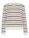 Brunello Cucinelli Women Striped Cotton Crewneck Sweater In Multi
