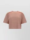 Brunello Cucinelli Striped Cotton Cropped T-shirt In Orange