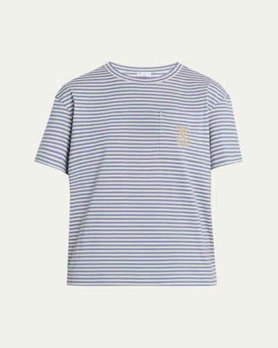 Brunello Cucinelli Striped Cotton Jersey Short-sleeve T-shirt In Multi