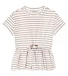 Brunello Cucinelli Striped Cotton Jersey T-shirt In Bianco/cammello