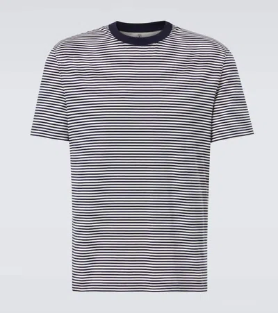 Brunello Cucinelli Striped Cotton Jersey T-shirt In Blue