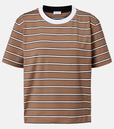 Brunello Cucinelli Cotton T Shirt Short Sleeves Crew Neck In Brown