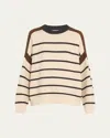 Brunello Cucinelli Striped Cotton Knit Oversized Sweater In Beige