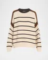 Brunello Cucinelli Striped Cotton Knit Oversized Sweater In Beige