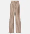 Brunello Cucinelli Striped Cotton-leg Wide-leg Pants In Brown