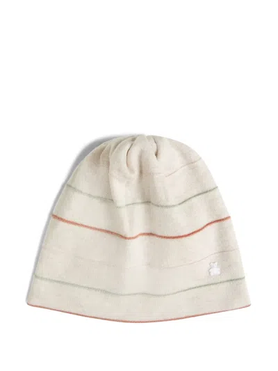Brunello Cucinelli Striped Cotton Lightweight Knit Baby Bernie Beanie In Metallic