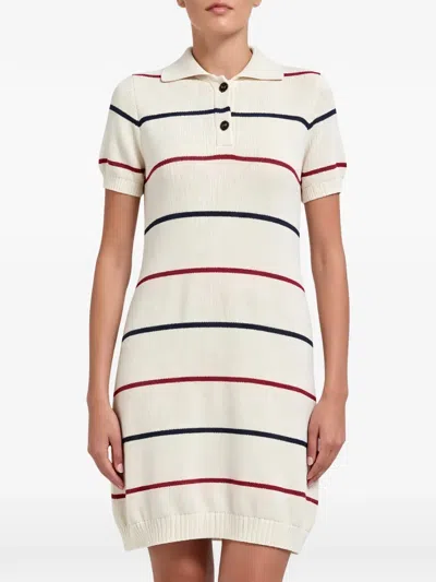 Brunello Cucinelli Striped Cotton Mini Dress In White