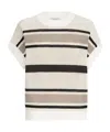 Brunello Cucinelli Striped Cotton Net Knit T-shirt In Multi