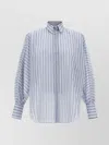 BRUNELLO CUCINELLI STRIPED COTTON OVERSIZED SHIRT WITH CURVED HEM