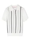 Brunello Cucinelli Striped Cotton Polo Shirt In White