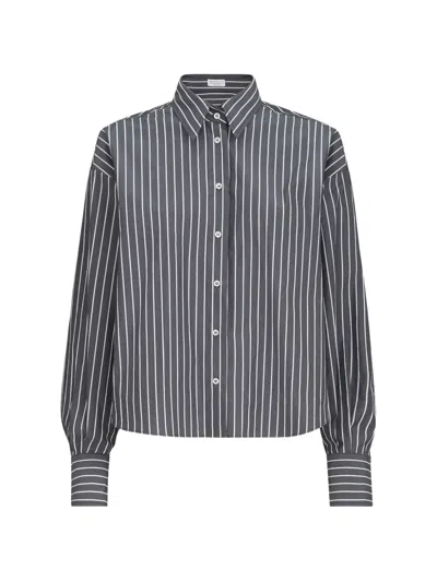 Brunello Cucinelli Striped Cotton Poplin Shirt In Multi
