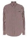 Brunello Cucinelli Bead-embellished Striped Cotton-sateen Shirt In Multi