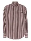 Brunello Cucinelli Bead-embellished Striped Cotton-sateen Shirt In Multi