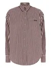 Brunello Cucinelli Bead-embellished Striped Cotton-sateen Shirt In Multi