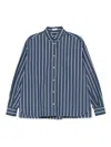 Brunello Cucinelli Striped Cotton Shirt Chest Pocket In Blue