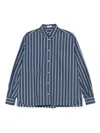 Brunello Cucinelli Women Striped Cotton Shirt In Blue