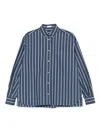 Brunello Cucinelli Striped Cotton Shirt Chest Pocket In Blue