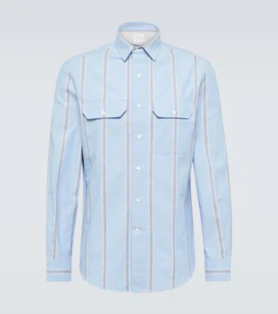 Brunello Cucinelli Striped Cotton Shirt In Blue