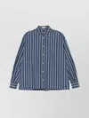 Brunello Cucinelli Striped Cotton Shirt Chest Pocket In Blue