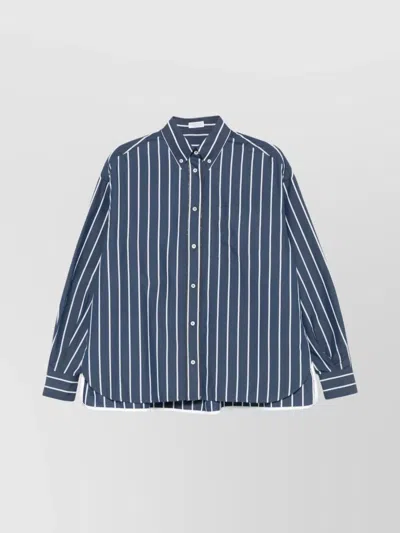 BRUNELLO CUCINELLI STRIPED COTTON SHIRT CHEST POCKET