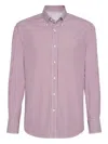 Brunello Cucinelli Man Shirt Burgundy Size M Cotton In Red