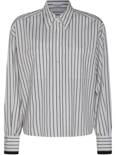 Brunello Cucinelli Striped Cotton Shirt In Multi
