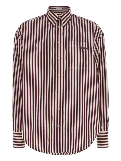 Brunello Cucinelli Striped Cotton Shirt With Shiny Detail Clothing In Multi
