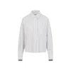 Brunello Cucinelli Long-sleeve Shirt With Vertical Stripes And Contrasting Cuffs In Brown